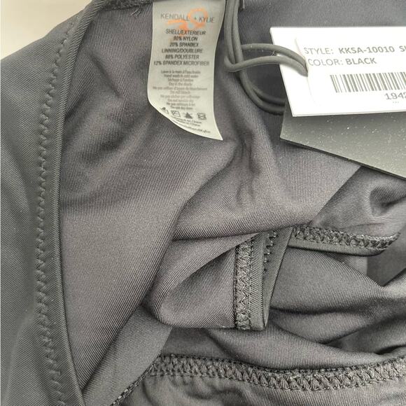 KENDALL +KYLIE Swimsuit One Piece Plunge Black Sexy Beach Swim Tie NWT Medium - Picture 7 of 12